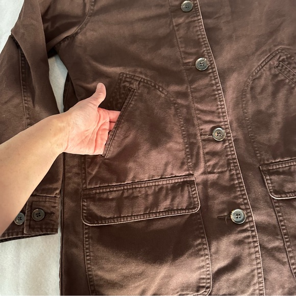 Lands' End Women’s Chocolate Brown Chore Barn Jacket Flannel Lined Size Small - Picture 8 of 15